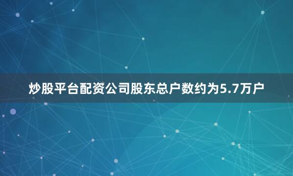 炒股平台配资公司股东总户数约为5.7万户